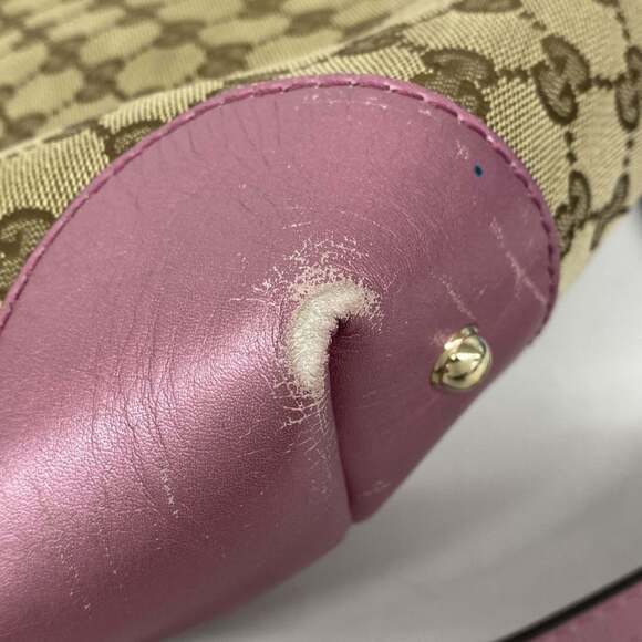 Gucci GG Canvas Tote Bag 269957 Brown Pink Champagne 2-Way for Women - Picture 6 of 14